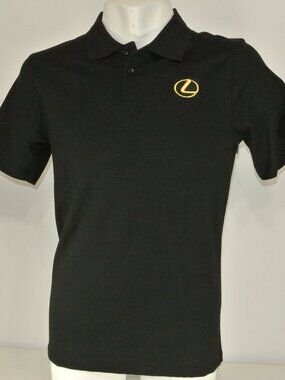 LEXUS Car Dealership Gold Logo Employee Uniform Polo Shirt Black Size XL